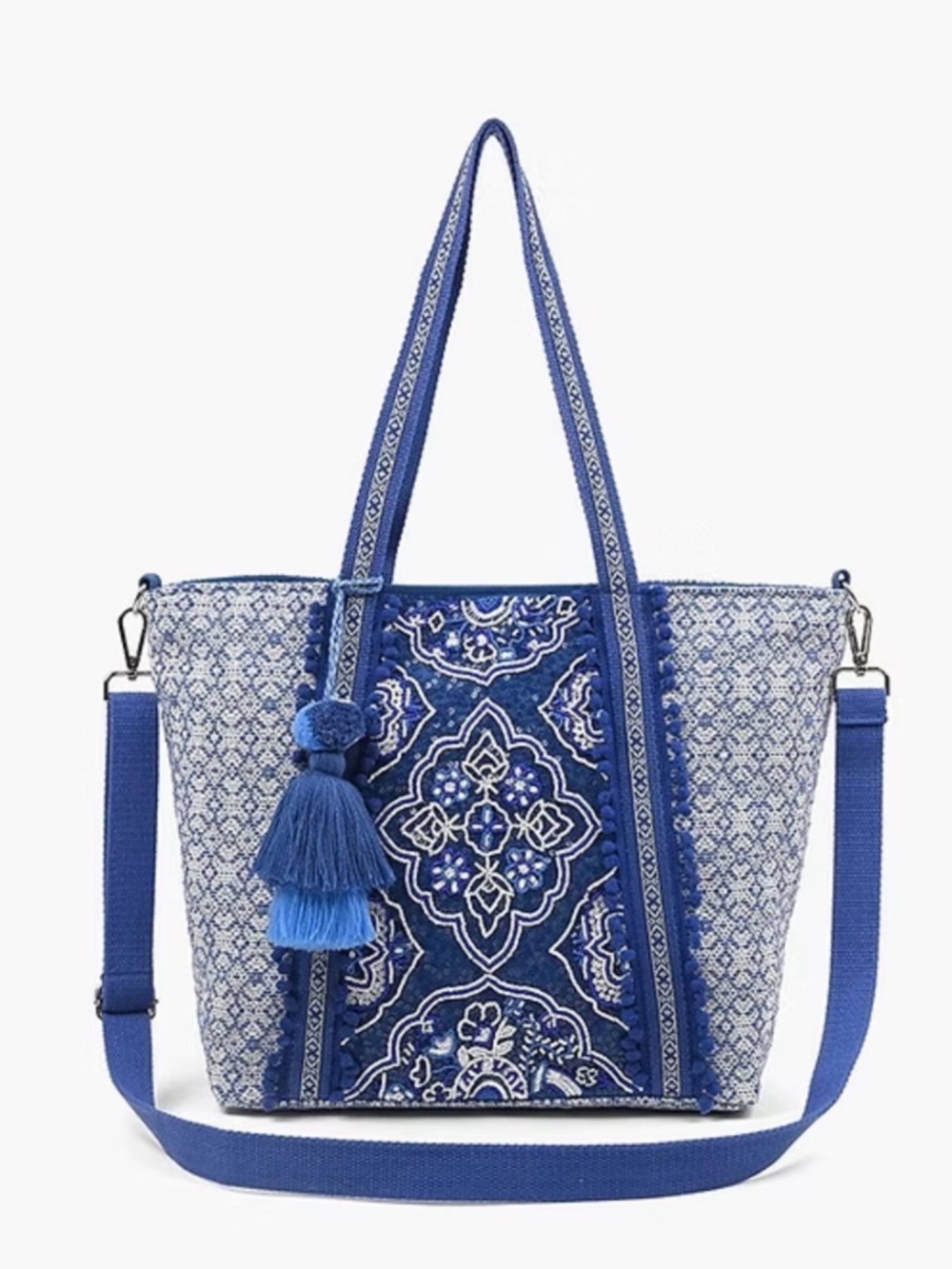 America & Beyond Tote With Bag Strap and Pouch oriental Blue